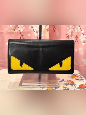 Fendi "Bag Bugs" Monster Continental Long Wallet Nero Authentic